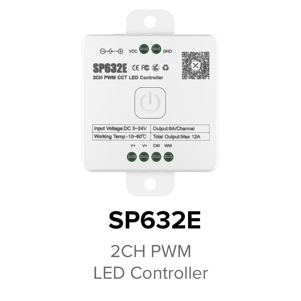 SP630E All In One LED Controller 5CH PWM SPI Pixels LED Light Strip WS2812B WS2811 SK6812 FCOB 5050 RGB RGBW CCT Music BT 5V-24V