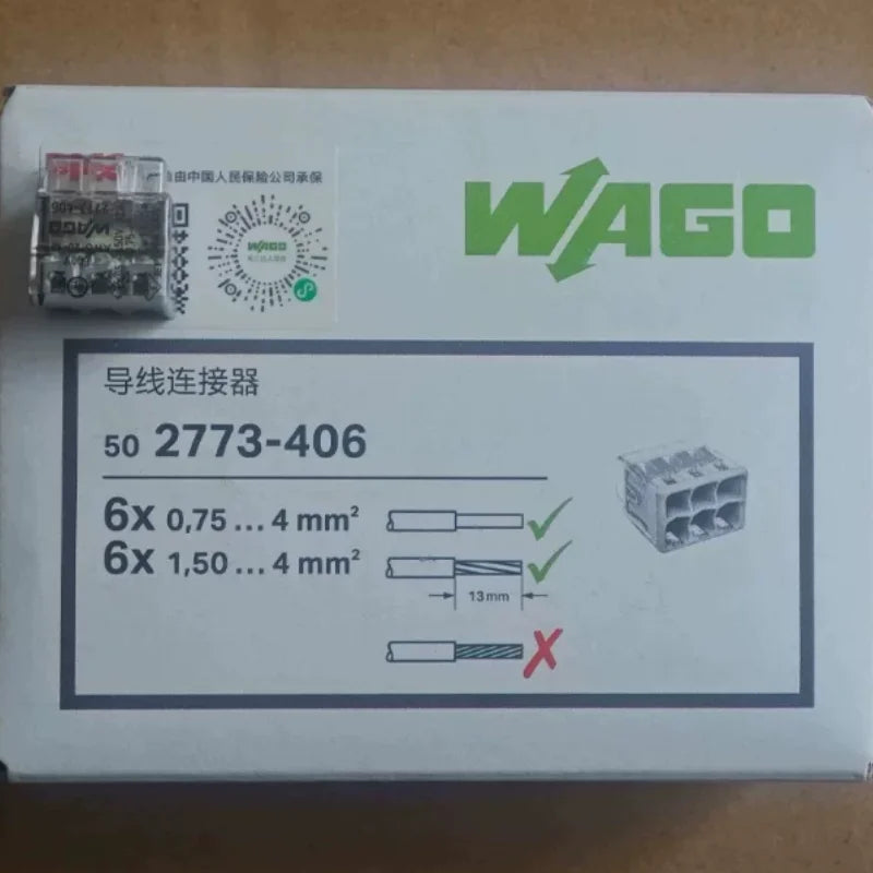 Original WAGO 2773‑402‑403‑404‑405‑406‑408 PUSH‑WIRE Splicing Connector 0.5‑4mm² 32A 450V Transparent Push‑in Wire Terminal Bloc