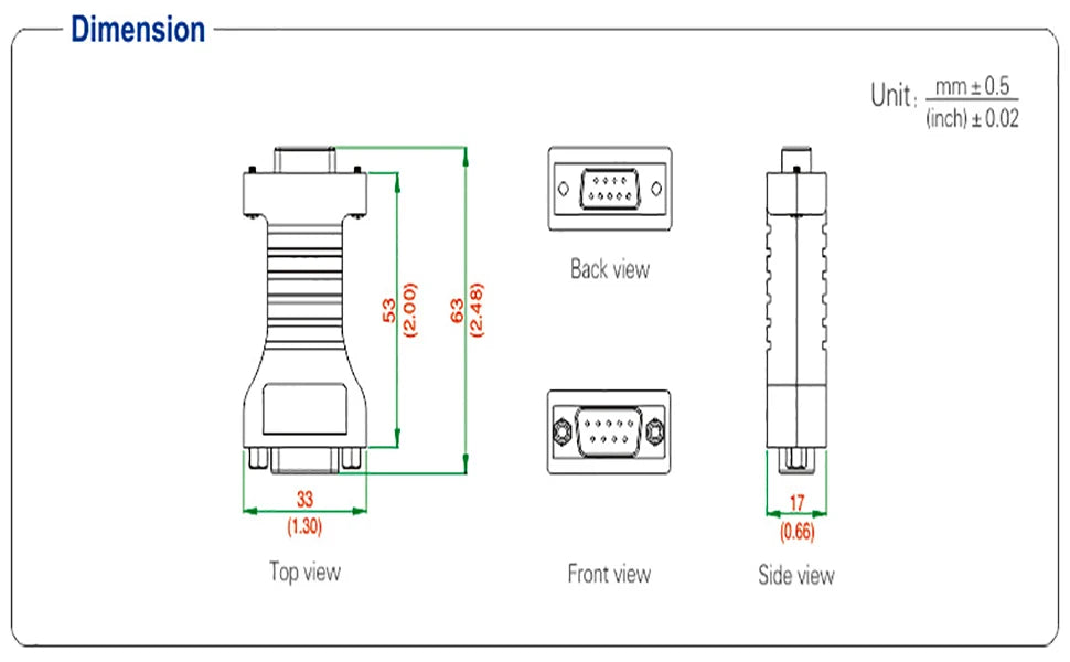 UOTEK Industrial RS232 to RS485 Adapter Converter RS 232 DB9 Connector RS-485 to RS-232 Isolated Half Duplex Anti-surge UT-2017