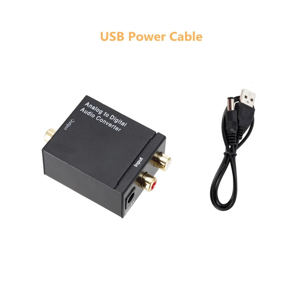Analog to Digital Converter ADC Audio Analog to Digital (Optical/Coaxial) Converter Optical Coaxial RCA Toslink SPDIF Adapter