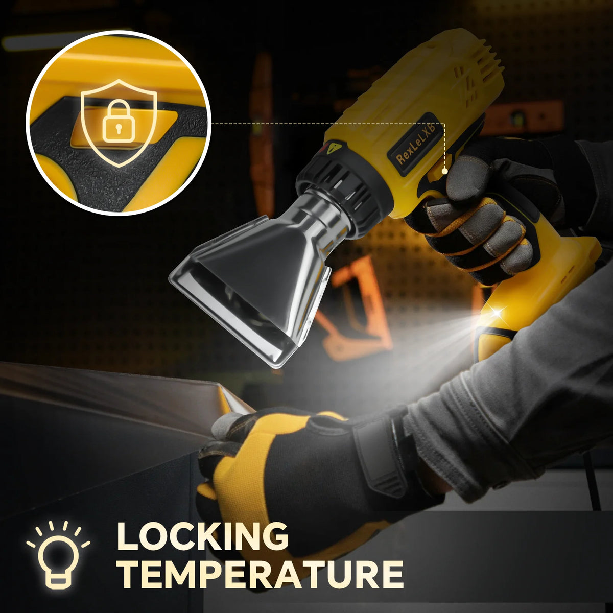 400W 550℃ Cordless Heat Gun for Dewalt 20V Battery with LCD Digital Display Hot Air Gun for Shrink Tubing (No Battery)