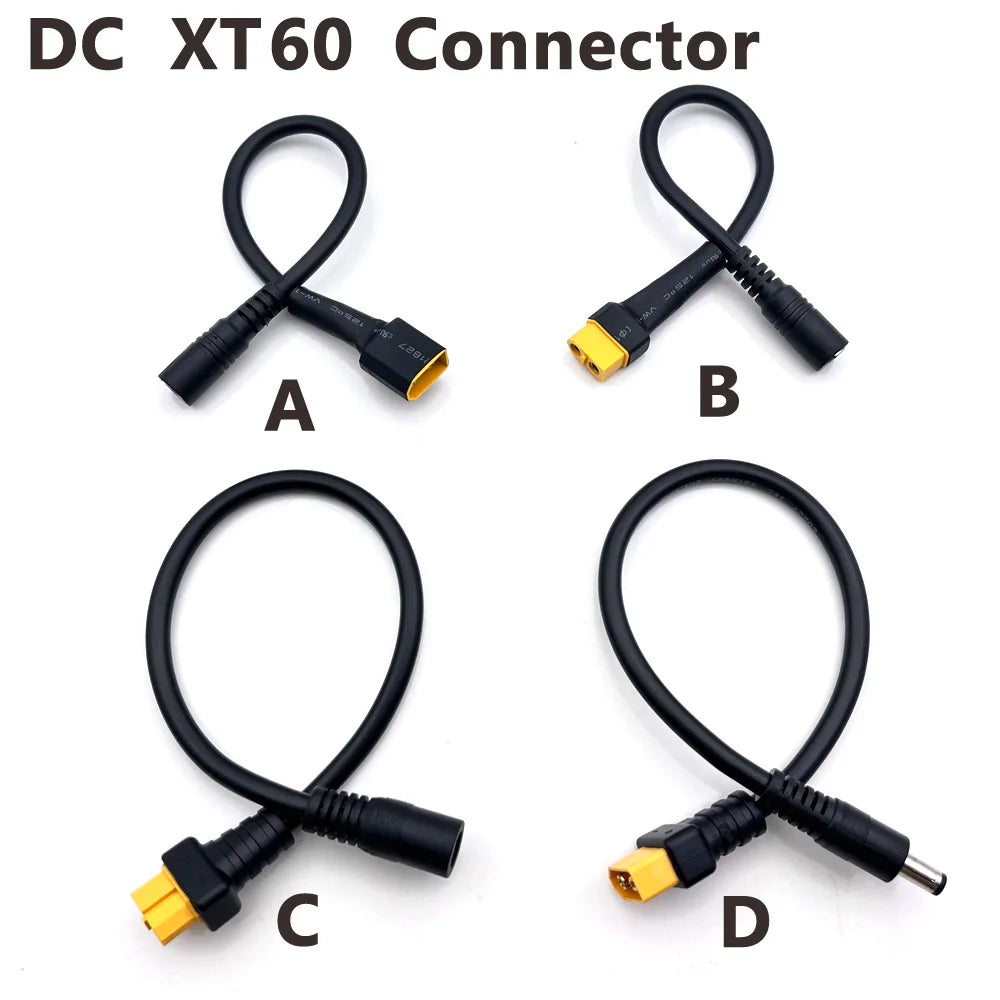1pcs 10A Ultra-soft XT60 Plug Male Female Connector to  DC 5525/DC5521 Power Cable for Fly Multirotor Field Repairs Apply