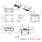 10PCS Micro USB 2P 5P Jack Charging Port Plug Dock Charger DIP SMD For Phone Tabletels Speakers Etc Port Socket Power Connector