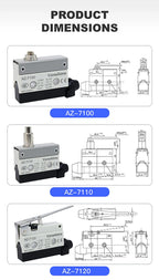 Waterproof AZ Micro Limit switch 10A 250V AZ-7312 AZ-7311 AZ-7121 AZ-7120 Small Roller Lever Travel Switch without fixation