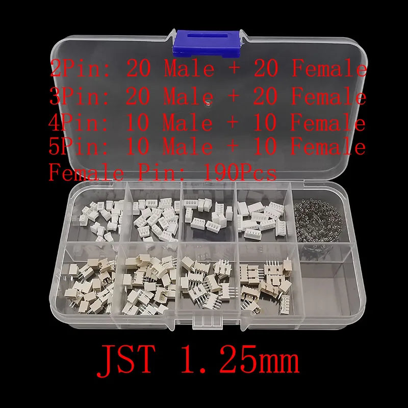 1Box JST 1.25 PH 2.0mm /SYP/SM/XH 2.54mm / VH 3.96mm Pitch Male Female Terminals Kit Plug Plastic Housing Header Crimp Connector