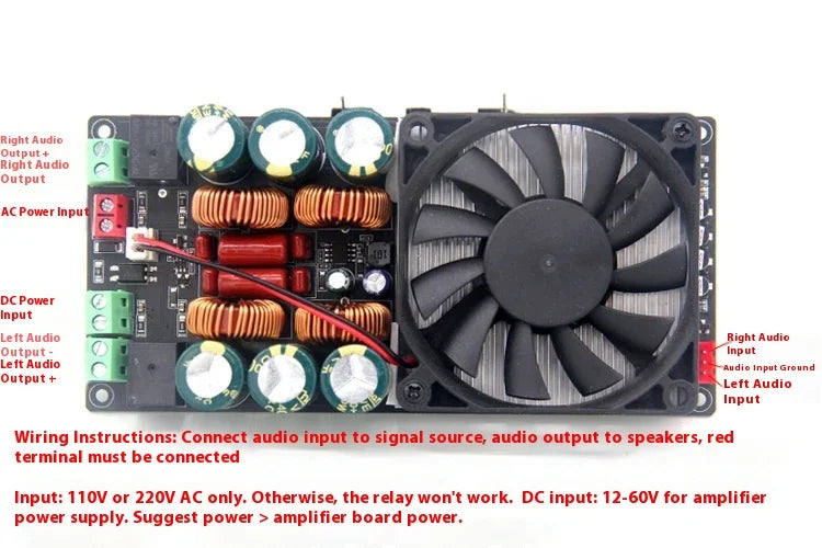 HIFI single voltage stereo high power class D digital power amplifier board 2x600W ultra TPA3255 relay protection