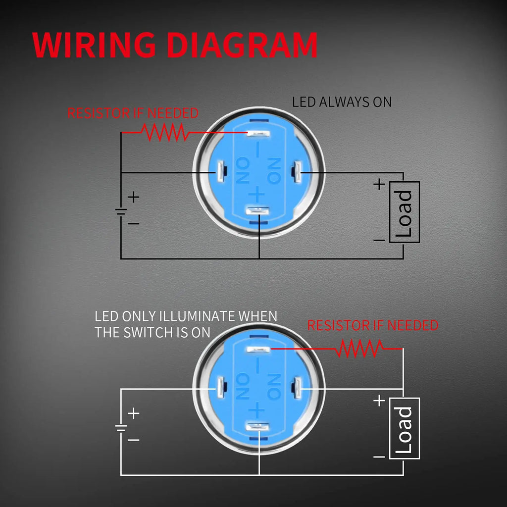 12/16mm Latching Push Button Switch IP65 Waterproof Stainless Steel Self-Locking 1NO 1NC Power Symbol Pattern for Power Applicat