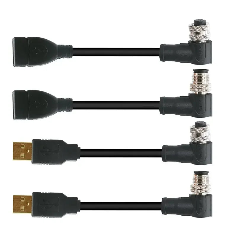 M12 to USB Cable Connector 4Pin 5 Pin A/D/B Code to USB Scanner Cable Industrial Camera USB to M12 Male Female Extension Line