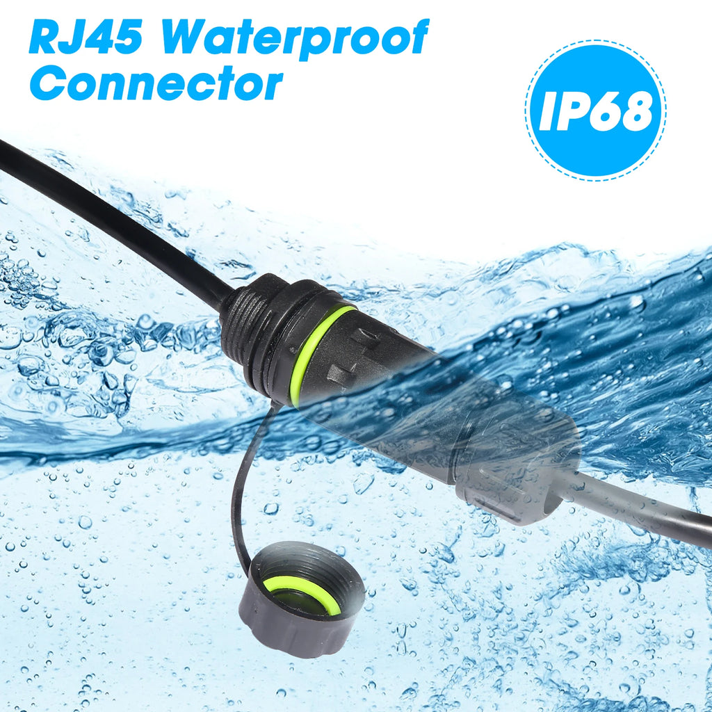 1PC RJ45 8p8c Waterproof Connector, RJ45 Male to Female, Panel Mount Type, Zinc Alloy Body+PA66 Plastic+Copper Contact 250mm