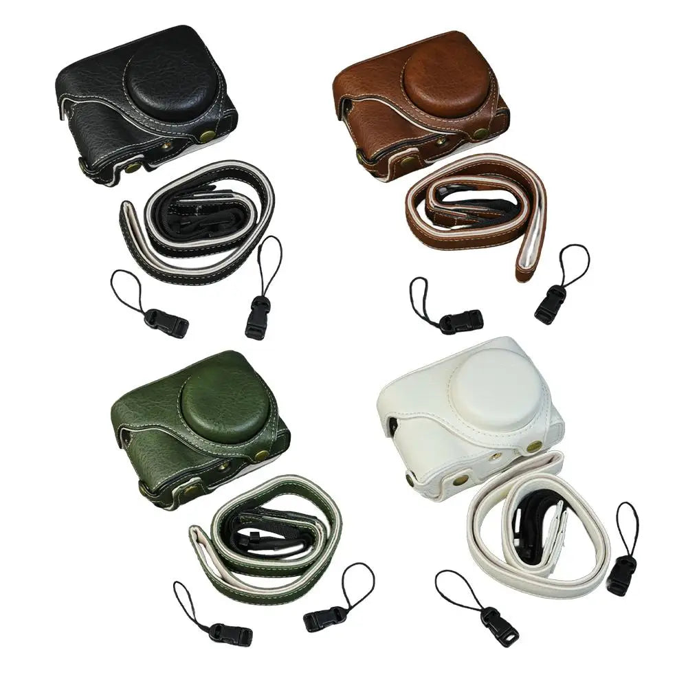 Handmade Leather Case for Panasonic Lumix TZ99 ZS99 Camera Carrying Bag with Adjustable Shoulder Strap
