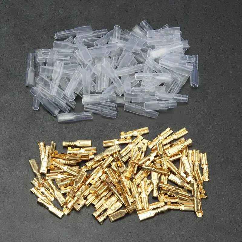100PCS 2.8/4.8/6.3mm Female&Male Crimp Spade Connector Car Speaker Electrical Wire Connectors Transparent Sleeve