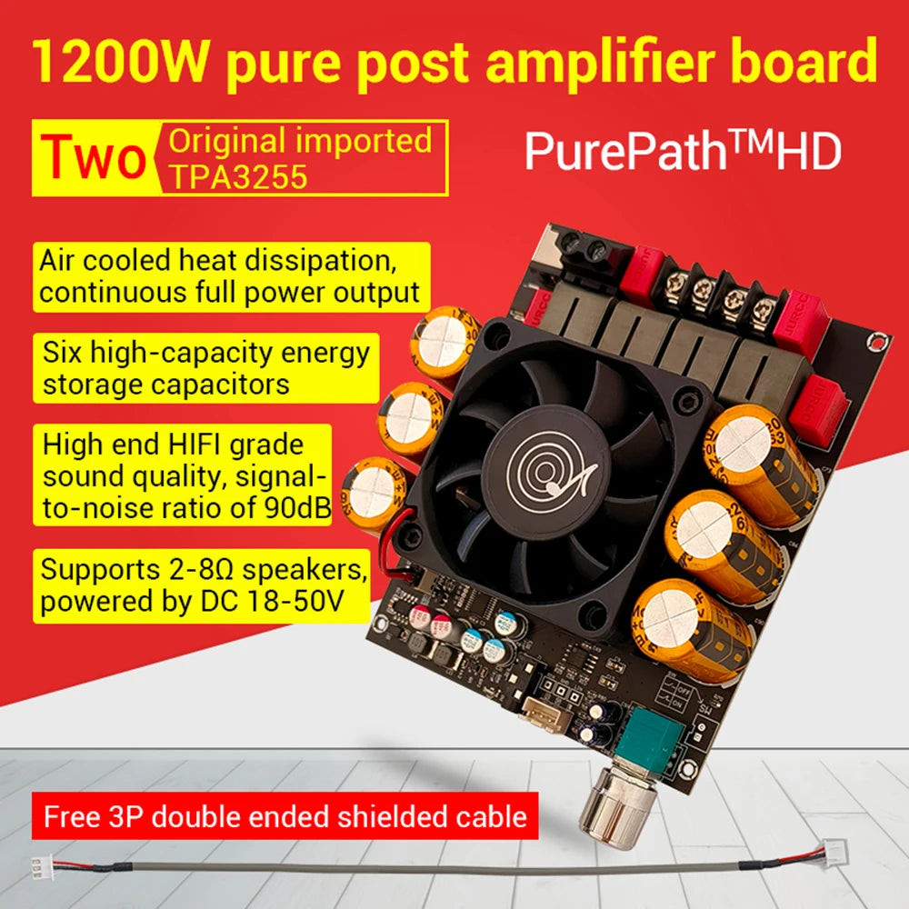ZK-6002 DC18-50V Pure Power Amplifier Board 2.0 600W+600W Stereo Audio Amplifier Module TPA3255 Amplifier Chip