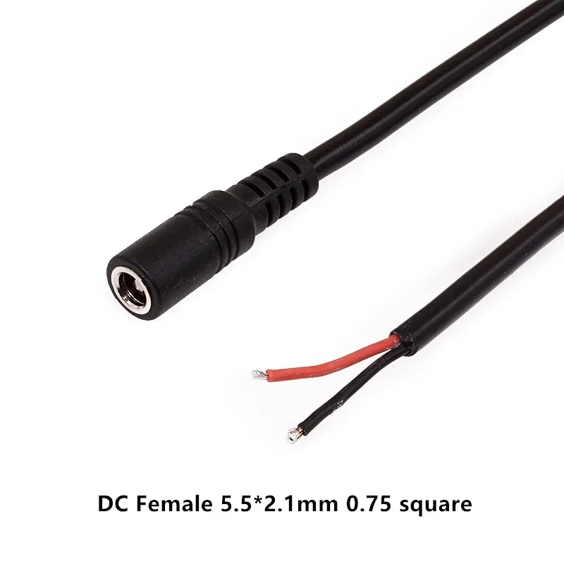 DC Power Plug 5.5 X 2.1 2.5mm 5.5 * 2.1mm Male Female CCTV Adapter Connector Cable Extension Cords 12V Surveillance Camera