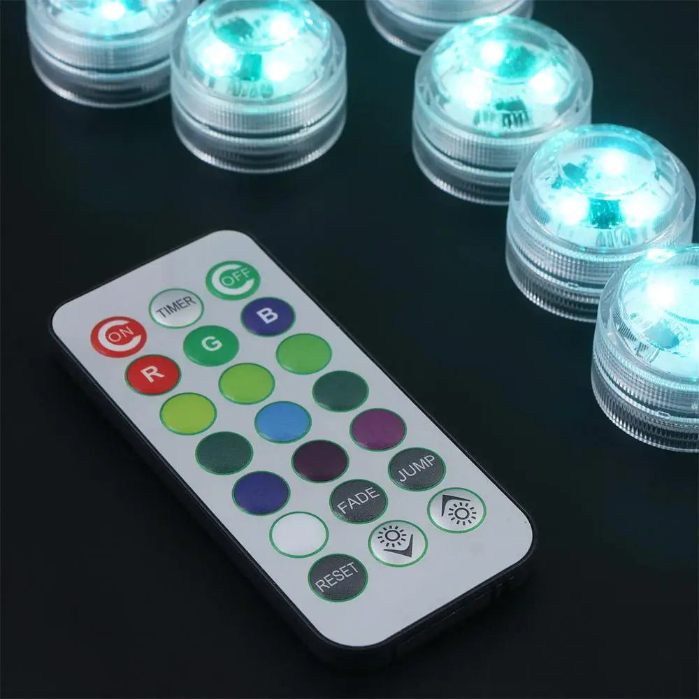 Submersible LED Lights Waterproof RGB Underwater Light For Wedding Tea Light Hot Tub Pond Pool Bathtub Aquarium Party Vase Decor