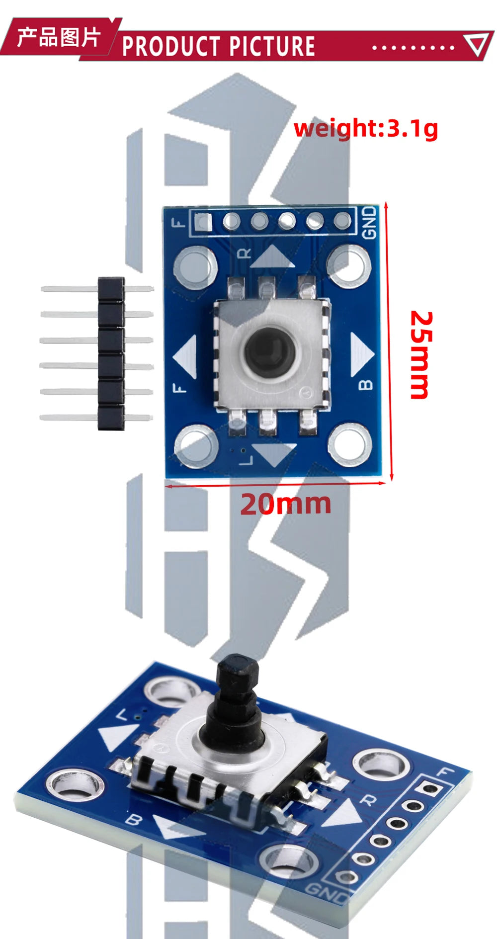 5Way Navigation Button Module with 5D Joystick, Mechanical Tactile Switch for Arduino/STM32, DIY Robotics/Game Controller