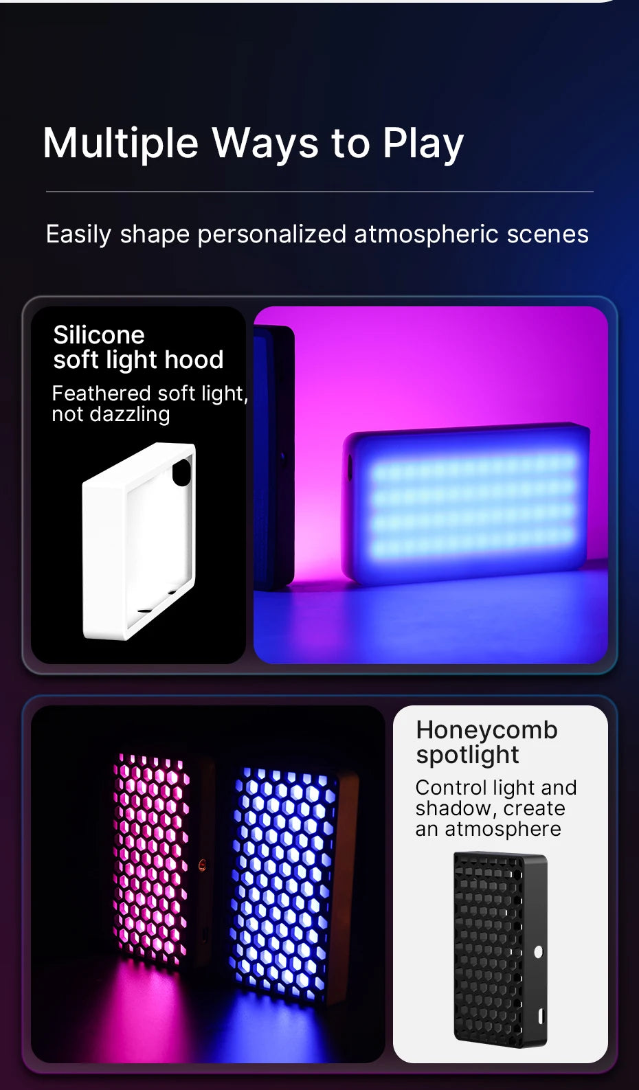 Ulanzi VL120 Full Color RGB Video Light 2500K-9000K LED Photography Lighting Dimmable Camera Light Live Vlog Fill Light