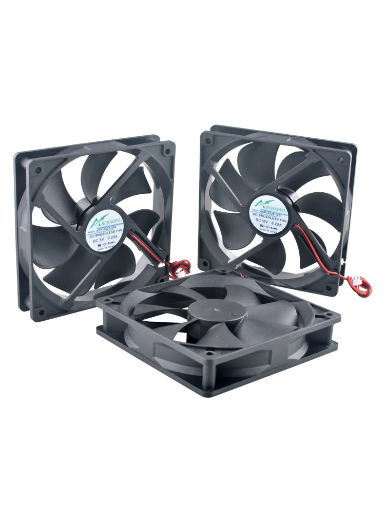 120mm Axial Flow Cooling Fan 2-Pin DC5V/12V/24V Compatible with ACP12025 Power Frequency Converter for Chassis