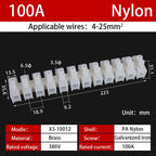 12 Position Barrier Screw X3-1012 Nylon Plastic Terminal Block 20A Transparent White Copper 380V Wire Connector Dual Row