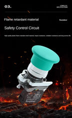 XB4 22mm Mushroom Emergency Stop Button Switch 10A Key Emergency Stop Power Push Button Switch 1NC 1NO Start Switch Red Green