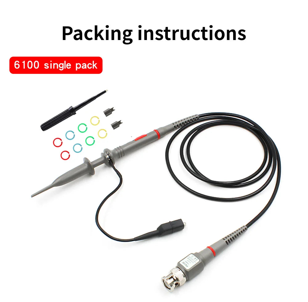Hantek Oscilloscope Probe P6100 100MHz X1 150V X10 300V RMS 600V DC + AC Peak Applicable BNC Hantek FNIRSI Tektronix RIGOL
