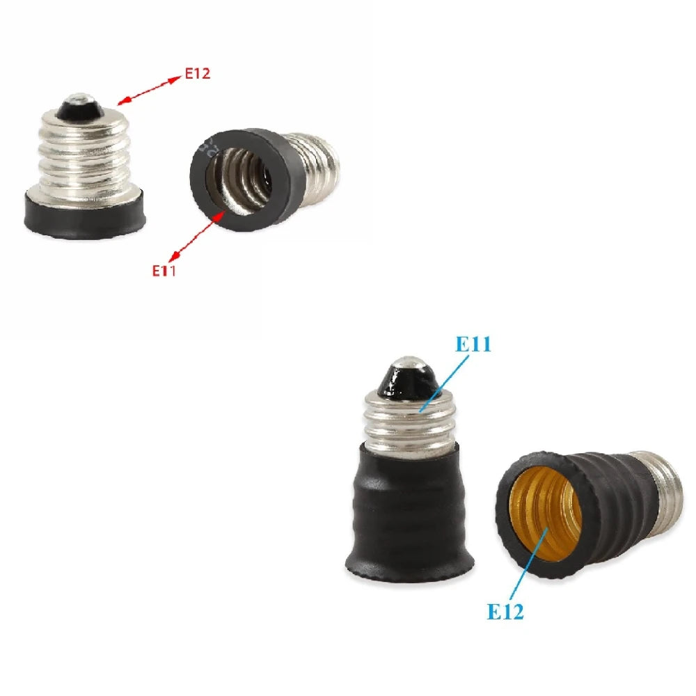 6pcs E11 to E12, E12-E11 Candelabra E12 to Mini Candelabra E11 Incandescent Halogen CFL LED Bulb Light Socket LampHolder Adapter
