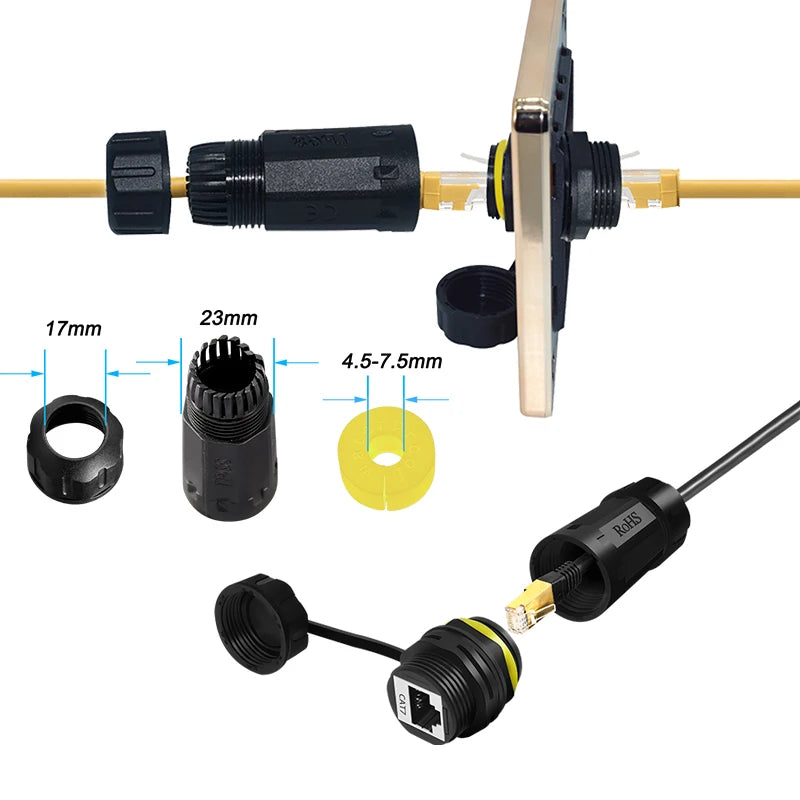 RJ45 Connectors Tool Free CAT6A, CAT7 Field Termination Plug Shielded RJ45 Modular Plugs for 2000MHz 40G