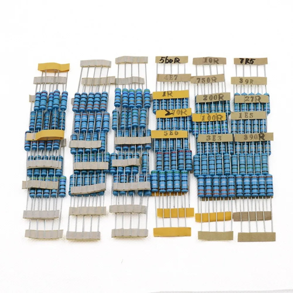 150Pcs 30 Values 2W Metal Film Resistor Kit 1% Tolerance 5 Color Bands 0 1R to 750R Common Values Assortment for Audio Amplifier