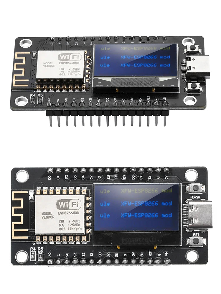 Esp-12F Nodecu Esp8266 WiFi development board module Ch340C, with 0.96 Oled screen, yellow blue display screen, DC3.3V-5V