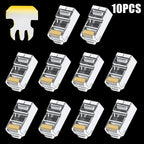 RJ45 Cat7 Cat6 Cat5 Pass Through Connectors Network Cable Modular Plug 8P8C Gold-Plated Connector End for FTP/STP Solid Wire