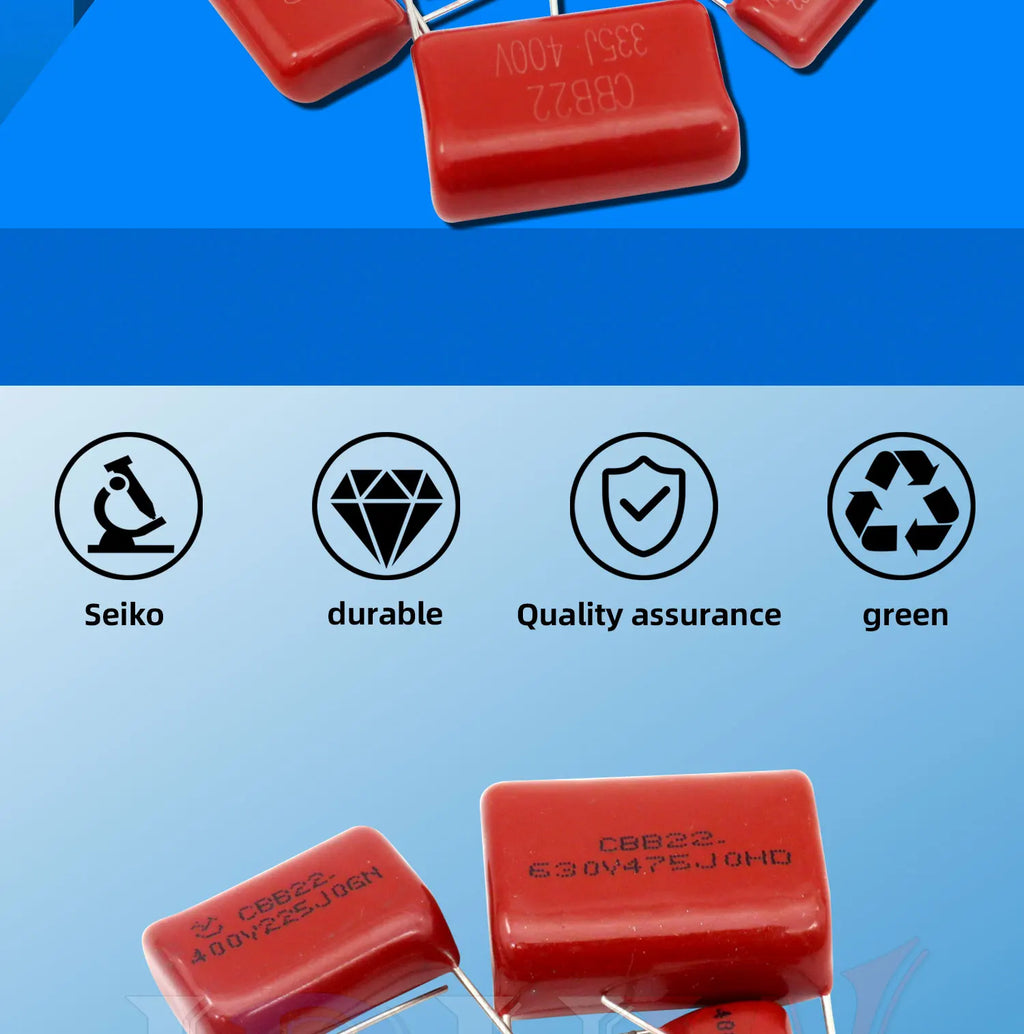 10PCS 63V 100V 250V 400V 630V CBB  Polypropylene film capacitor 100PF 220PF 470PF 10NF 1UF 22NF 100NF 220NF 330NF 470NF 680NF