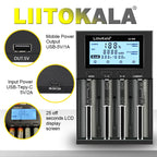LiitoKala for 18650/26650/AA/AAA Li-ion/Ni-MH LCD Display Safe Fast Charging Lii-M4/M4S 4-Slot Smart Charger