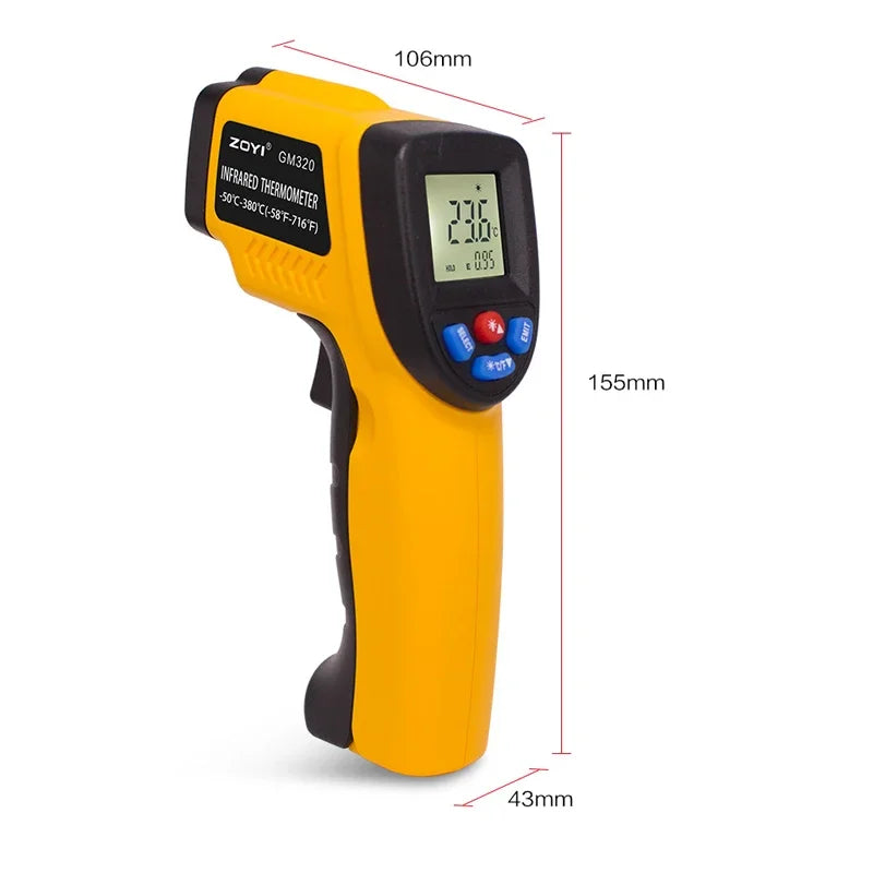 Digital Infrared Thermometer Non-Contact Temperature Gun LCD Backlight Temperature Meter For Industrial Kitchen Outdoor