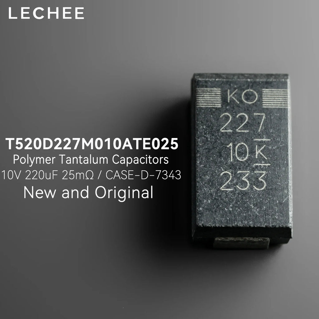 5PCS/lot New and Original 10V 220uF 25mOhm T520D227M010ATE025 CASE-D 7343 SMD Polymer Tantalum Capacitors Low ESR