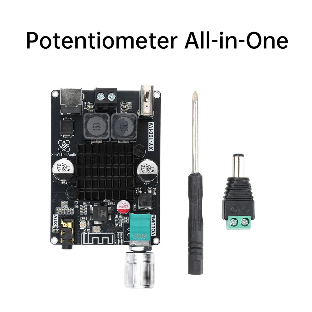 XY-1001W 100W Mono Digital Power Amplifier Board TPA3116D2 Audio Stereo Subwoofer Amplifier Board Bluetooth AUX DC 9-24V