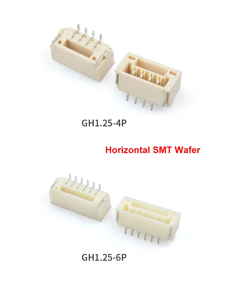 20pcs GH 1.25mm 2P 3P 8P 10P 12P Micro Right Angle Horizontal SMD SMT Wire Connector Wafer Male Pin Header with Lock/latch