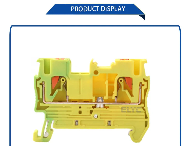 100Pcs PT2.5-PE Push-in Ground Feed Through Protective Earth PE Wire Electrical Connector Din Rail Terminal Block PT 2.5-PE