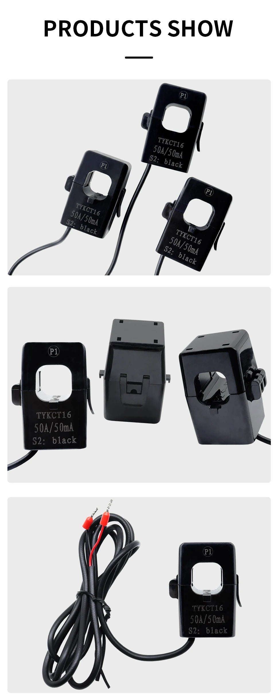 3pcs Split Core Current Transformer Clamp On CT Snap 30A/30mA 40A/40mA 50A/50mA 100A/100mA 1000:1 2000:1 KCT16
