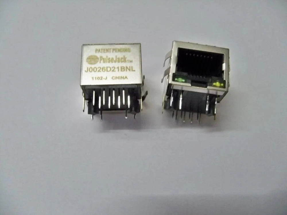 10pcs J0026D21BNL J0026D21 Right Angle with LED MAGJACK 1PORT 100 BASE-TX 1x1 Tab-DOWN RJ45 Connector