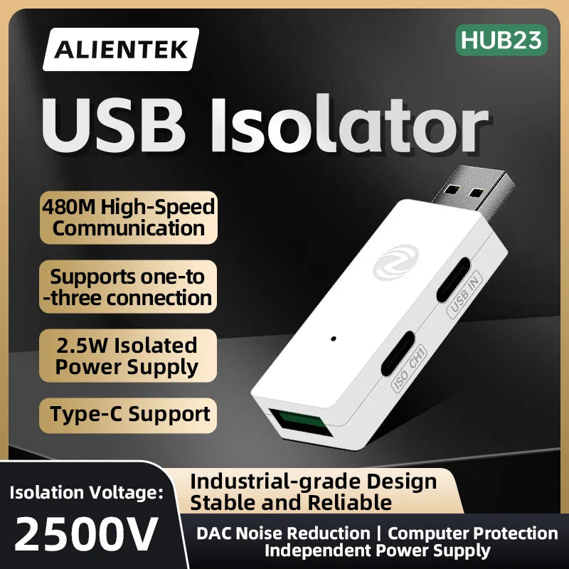 ALIENTEK USB 2.0 High-Speed Isolator HUB23 Industrial-Grade 480Mbps Opto-Coupler Photoelectric Protection Module