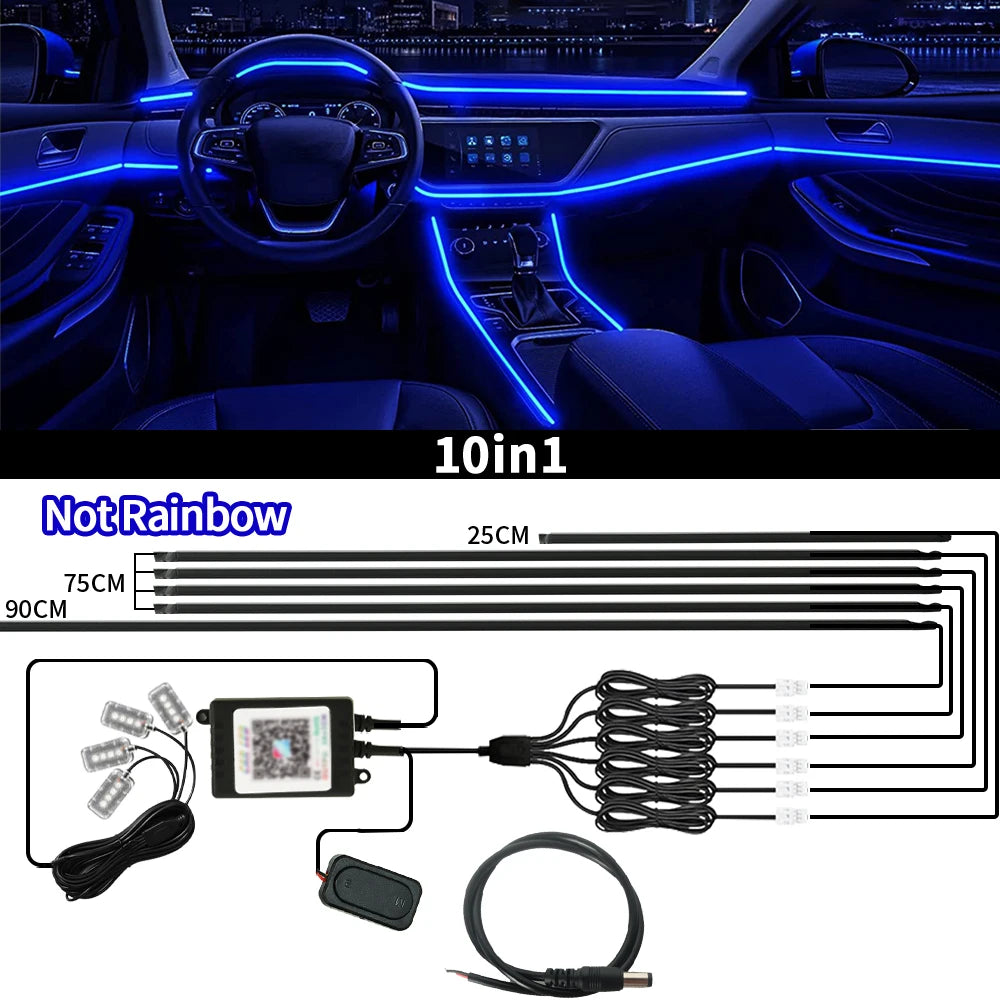 Symphony Car Ambient Lights Kit 18 in 1 LED Interior RGB APP Control Acrylic Guide Strip Light Auto Atmosphere Lamp