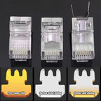 Cat7 RJ45 Pass Through Connectors Metal Shielded RJ45 Cat7 Cat6 Cat5 Ends FTP 8P8C Modular Network Plug Connector Adapters