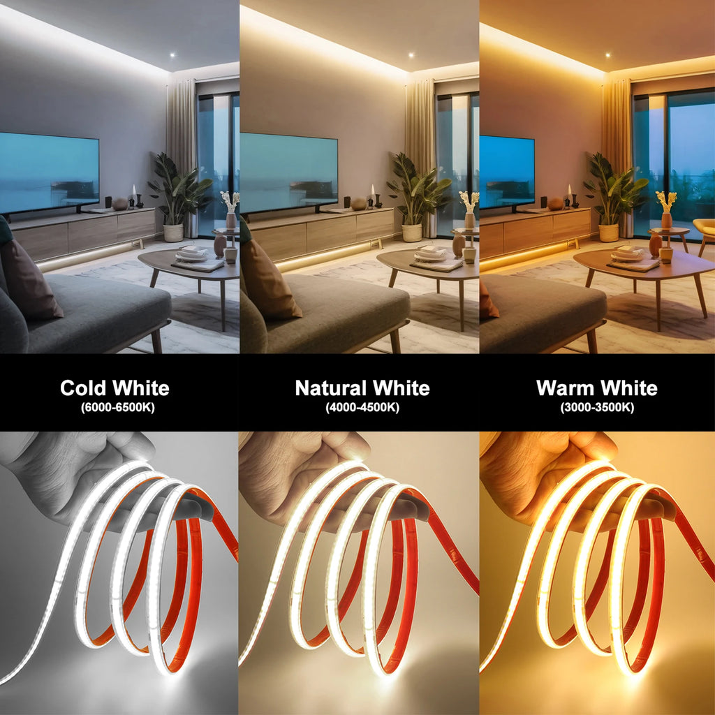 220V Self-adhesive LED Strip 10cm Cuttable Waterproof COB LED Strip No Need Driver Flexible Tape for Kitchen Home Garden Decor