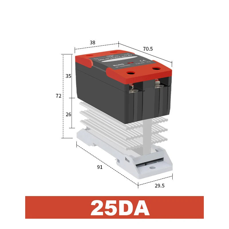 Solid State Relay Din Rail with Radiator SSR 25DA 40DA 60DA DC Control AC Single Phase SSR DA