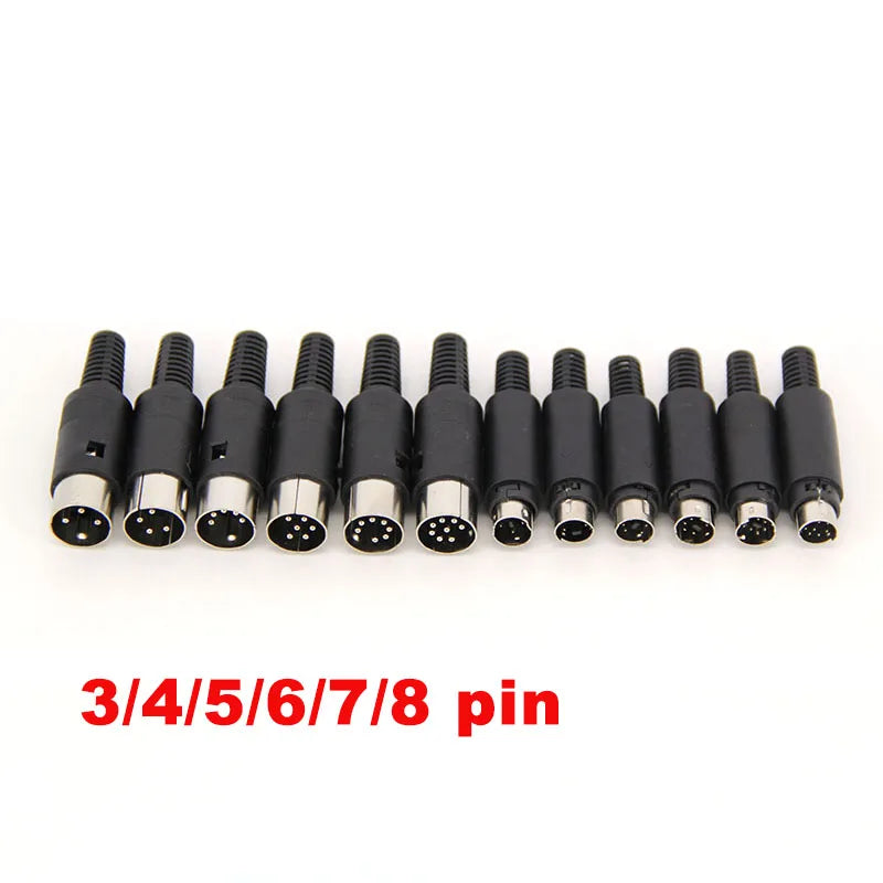 Soldering Cables Mini or DIN 3/4/5/6/7/8 Pin Male Connector S-Video Terminal Circular Plug Plastic Handle Adapter u