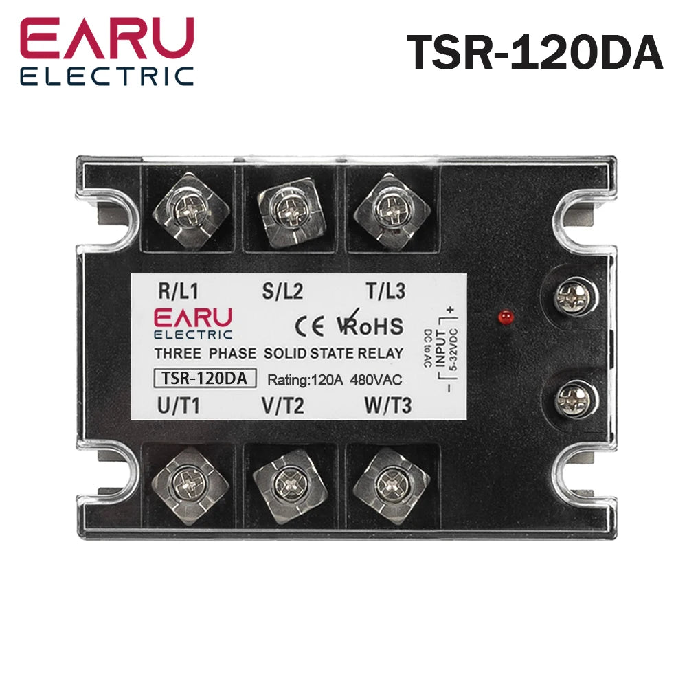 EARU Three Phase DC Control AC Solid State Relay Module SSR 10A 25A 40A 60A 80A 100A 150A 200A 5-32VDC to 24-480VAC Heat Sink