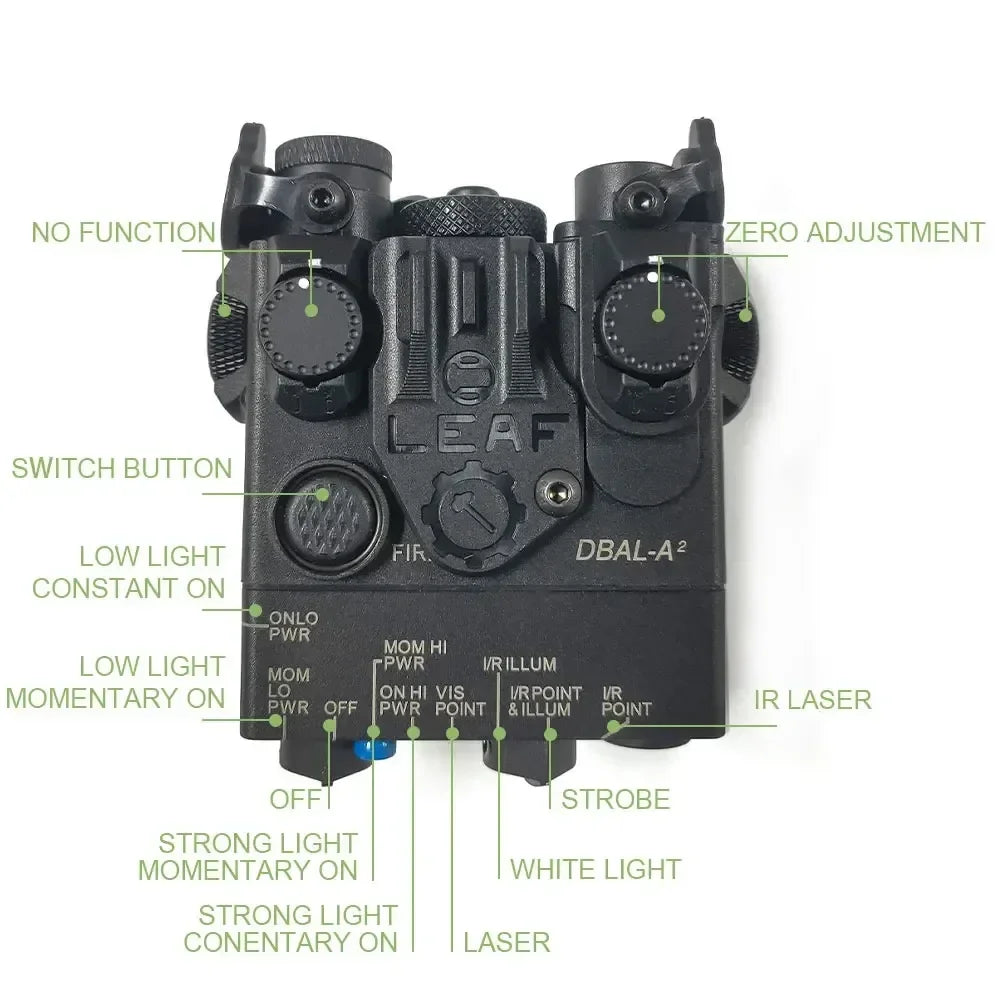 2026 NEW DBAL-A2 Red Green Laser & White LED Flashlight Aiming Indicator Fit 20mm Rail For Outdoor Sport Toy Accessory