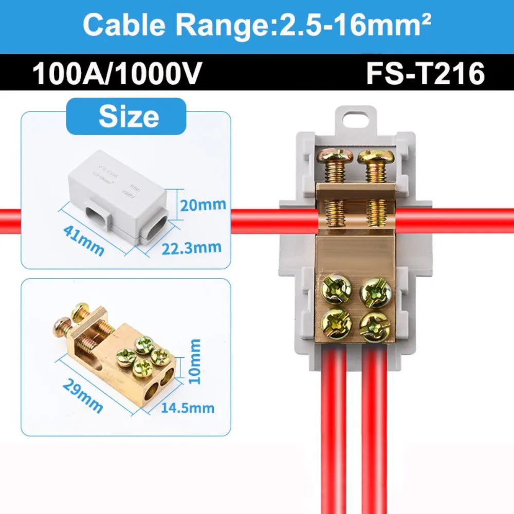 New Conductor Brass High Power Splitter Large Current Universal Quick Terminal Block Terminal Blocks Electrical