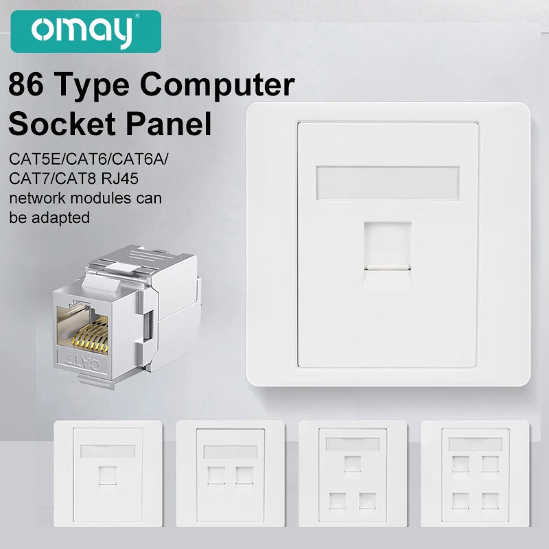 86 Type Computer Socket Panel CAT5E CAT6/6A/7/8 Network Module RJ45 Keystone Cable Interface Outlet Wall Switch