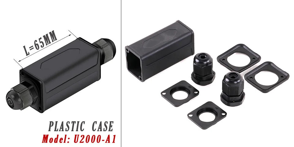 Waterproof Cable Gland Electronic Engineering Box Powercon Couplers Extender Connector Housing Case with 4-8mm PG9 Cable Entry