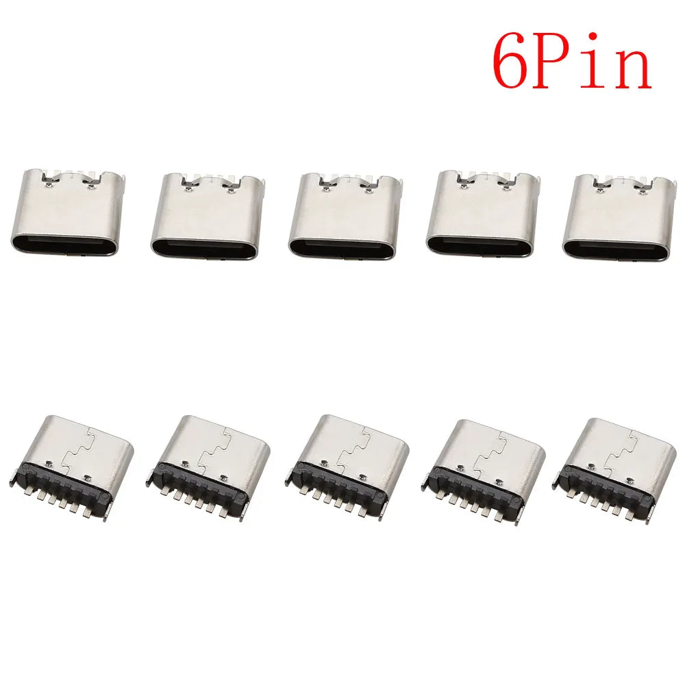 10Pcs USB Connector Type C Female Charging Port Jack 2P/6P/16P/24 Pin Soldering PCB SMD SMT DIY USB-C Socket Adapter